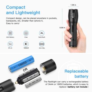 T6 strapabíró és vízálló akkus cree led zoom kézi lámpa - kerékpárra is rögzíthető (BBL) - Image 7