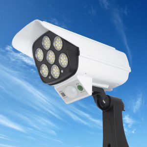 Távirányítós LED reflektor, álkamera – napelemes, mozgásérzékelős, időjárásálló, vezeték nélküli - 77 LED (BBL) - Image 3
