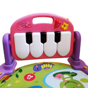 Piano Fitness baba játszószőnyeg - állatos csörgőkkel, hang-, és fényhatásokkal, altatózenével - rózsaszín/lila (BBJ) - Image 6