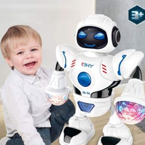 Táncoló, zenélő világító robot - karjában LED lámpákkal, forgó fénysugarakkal HT-01 (BBJ) - Image 4