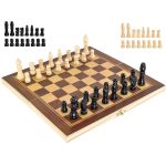 Fa sakkészlet – tokká összehajtható sakktábla bábukkal (BB4297) (10)