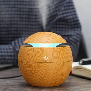 Gömb alakú ultrahangos aroma diffúzor világosbarna színben LED világítással - 130 ml (BBV) - Image 5