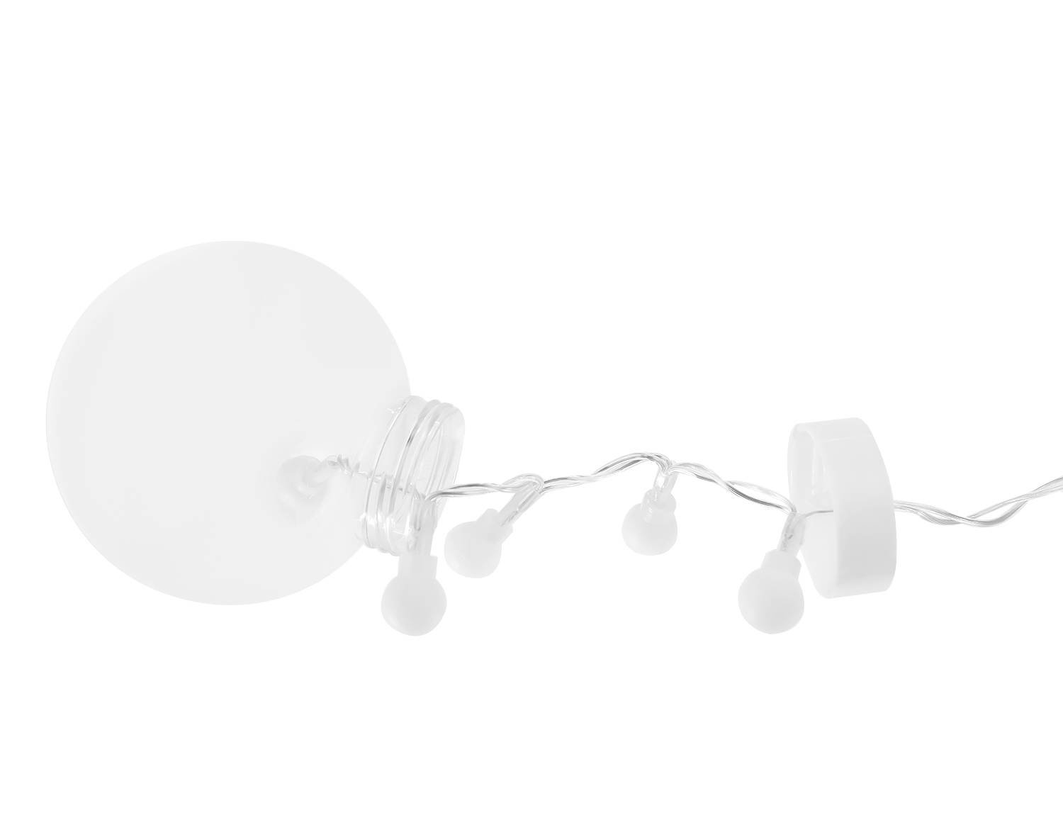 Karácsonyi égősor átlátszó gömbökkel és hideg fehér LED fényekkel (BB-11347) (6)