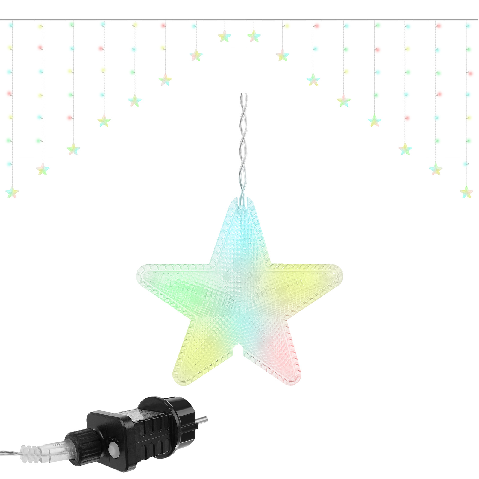 Karácsonyi fényfüggöny csillagokkal és színes LED fényekkel – 245 x 100 cm (BB-11336) (13)
