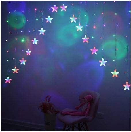 Karácsonyi fényfüggöny csillagokkal és színes LED fényekkel – 245 x 100 cm (BB-11336) (14)