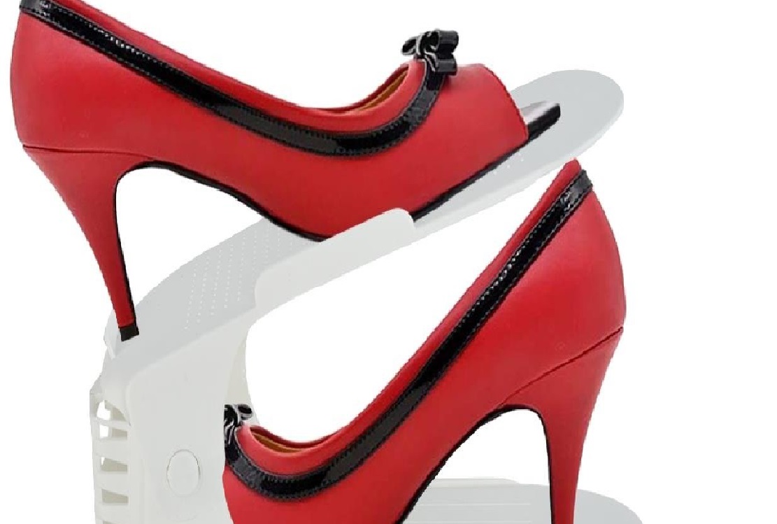 Helytakarékos, csúszásgátlós állítható cipőrendező 1 pár cipőhöz – 26cm x 10cm x 11-18cm, fehér szín (BB-5609) (9)