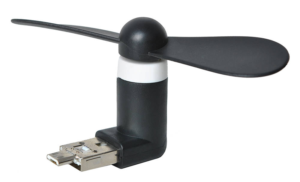 Hordozható mini USB és microUSB ventilátor telefonhoz és táblagéphez – 9 x 3,9 x 4cm, fekete szín (BB-5770) (12)