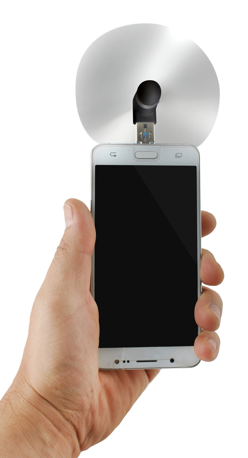 Hordozható mini USB és microUSB ventilátor telefonhoz és táblagéphez – 9 x 3,9 x 4cm, fekete szín (BB-5770) (2)