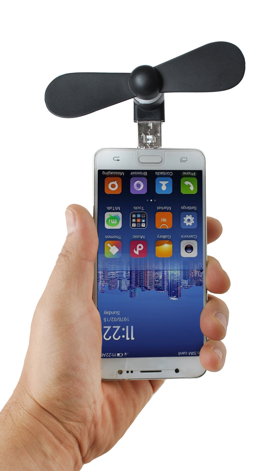 Hordozható mini USB és microUSB ventilátor telefonhoz és táblagéphez – 9 x 3,9 x 4cm, fekete szín (BB-5770) (3)