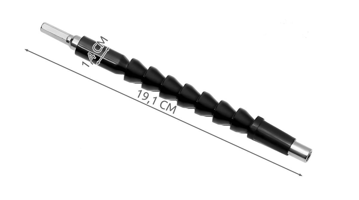 Rugalmas, flexibilis műanyag csavarhúzó fúrószár hosszabbító – 9,1cm x 1,4 cm, fekete szín (BB-7610) (12)