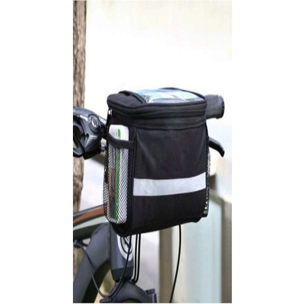 Vízálló – kormányra rögzíthető kerékpártáska – fényvisszaverő csíkkal – telefontartóval – 15 x 20 x 11 cm (BB-14098) (17)