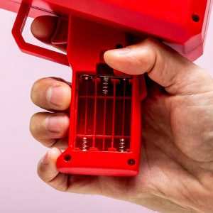 Money gun - piros színű elektromos pénzkilövő pisztoly 100 db játék bankjeggyel - esküvőre, bulira, fotózáshoz (BBJ) - Image 6