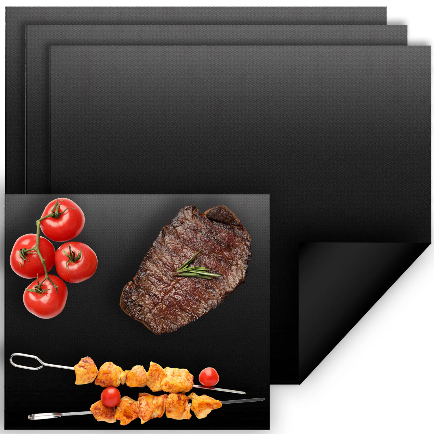 3 darabos tapadásmentes teflon grill sütőlap, grill alátét – 33 x 40 cm, fekete (BB-8648) (8)