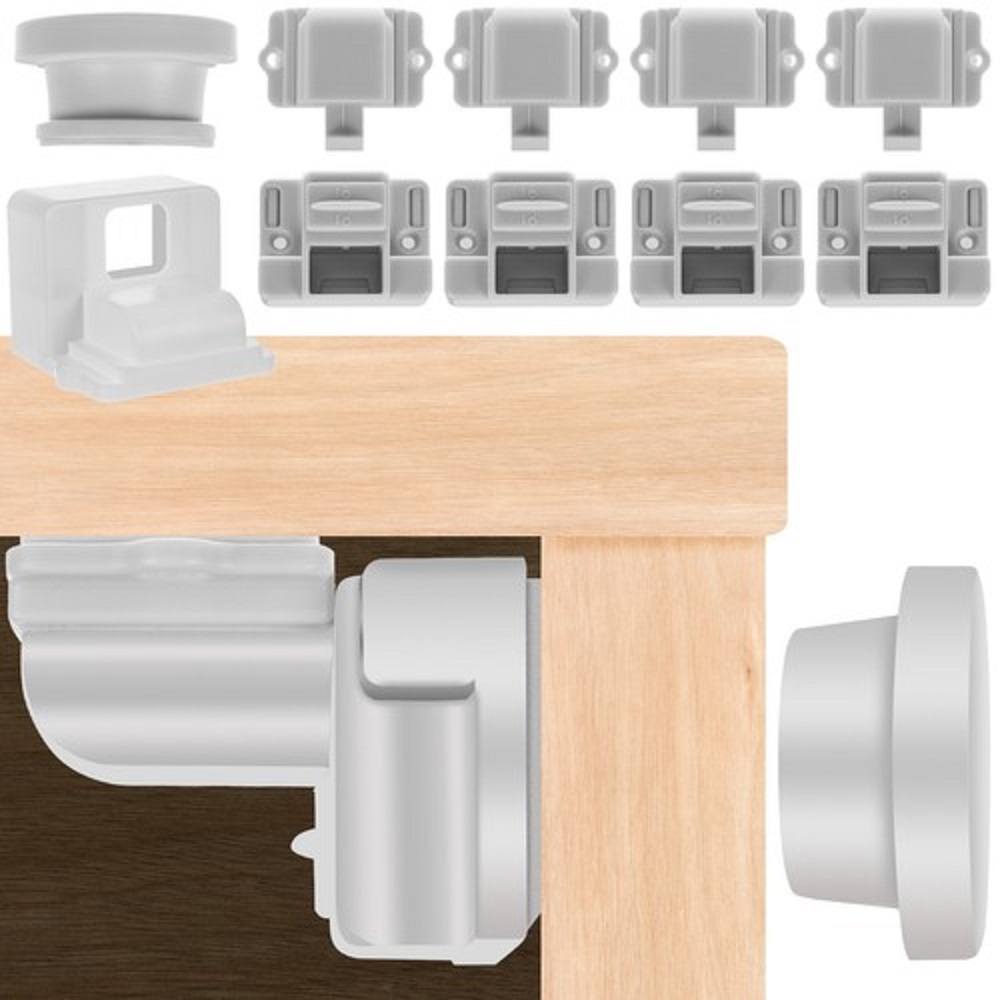 4 darabos öntapadó mágneses zár készlet – fiókok és szekrényajtók védelme – fehér (BB-18541) (6)