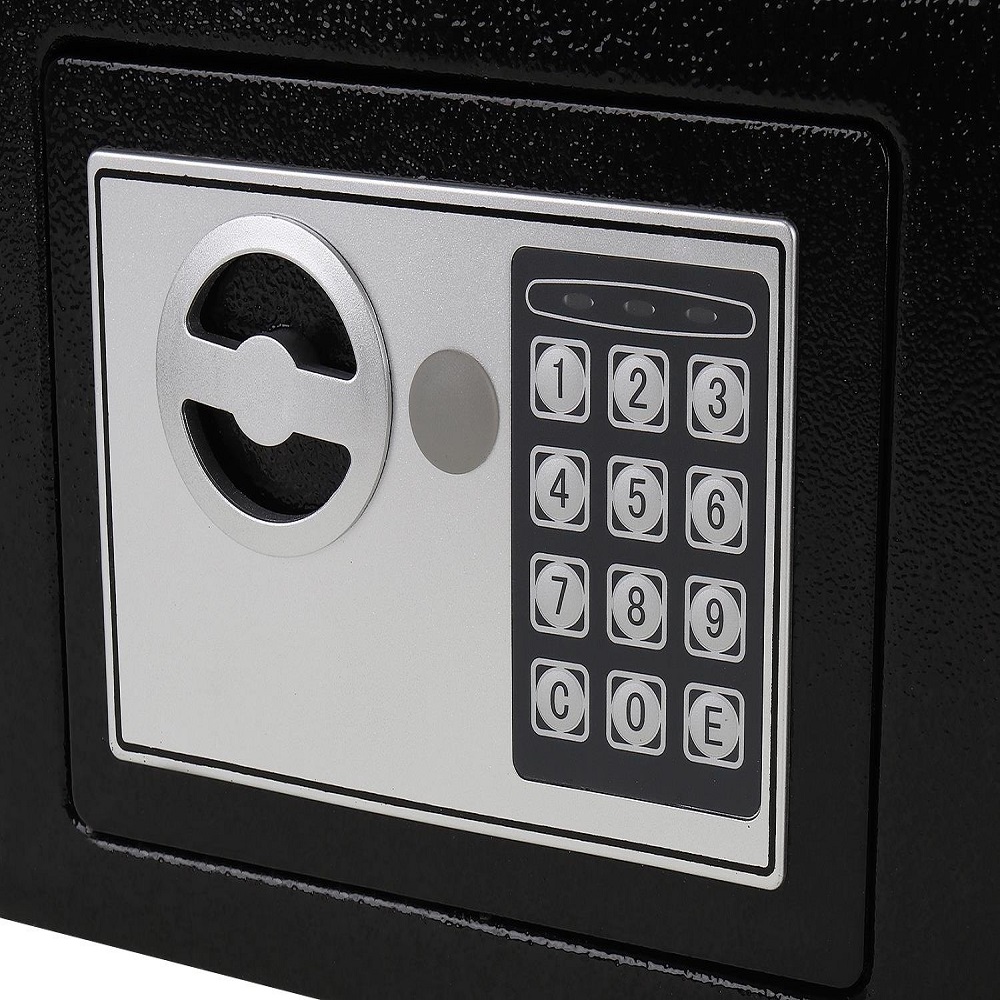 Falra szerelhető biztonsági digitális széf elektronikus zárral – 2 darab kulccsal, 23 x 17,5 x 17 cm, fekete (BB-8799) (8)