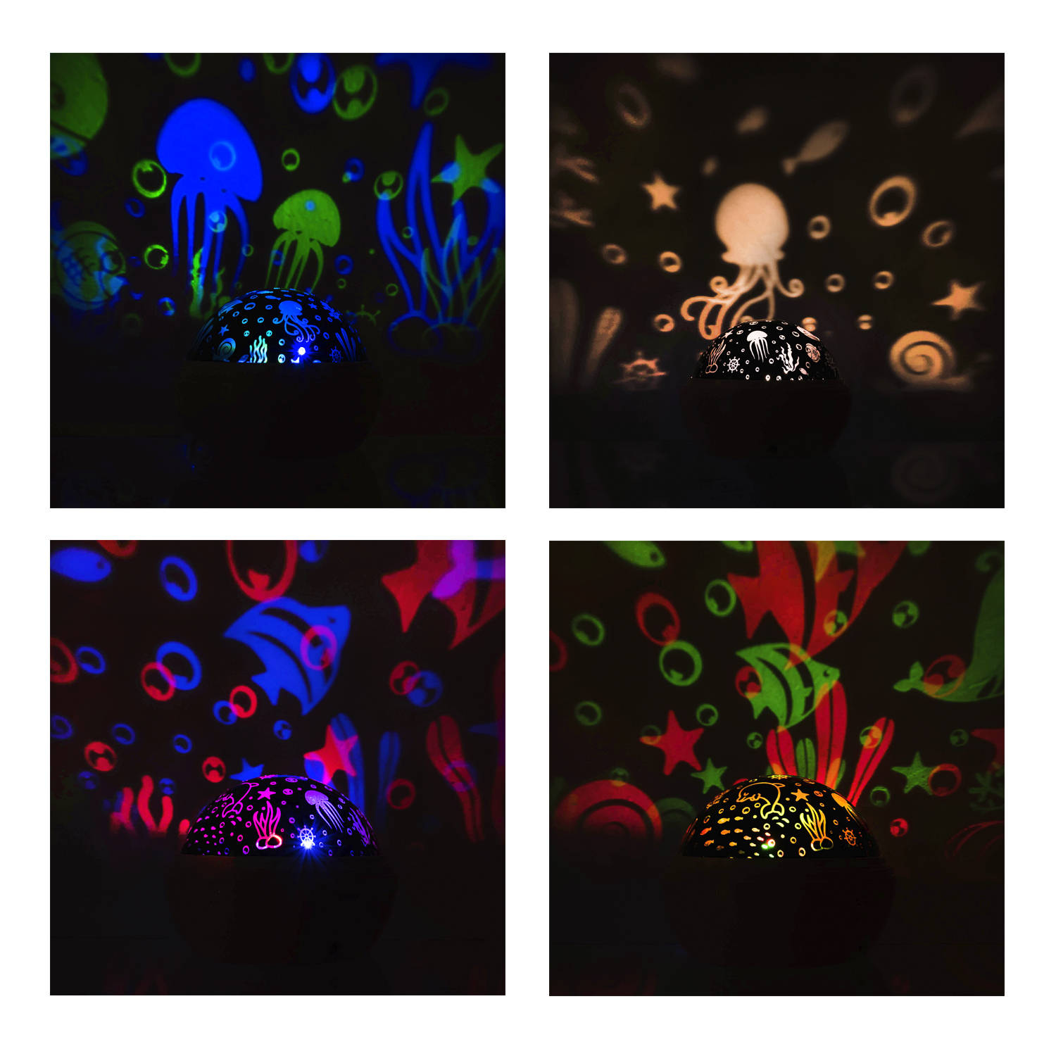 Forgó csillagfény LED lámpa, csillagos éjszakai égboltot vagy óceáni állatokat vetítő projektor gyerekeknek – kék (BB-16858) (8)