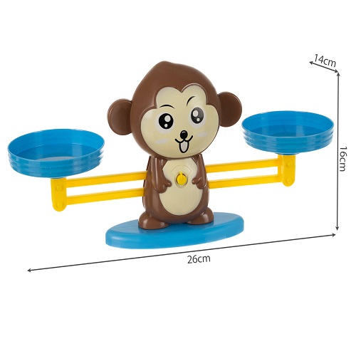 Interaktív, oktató és készségfejlesztő matematikai majom figurás mérleg játék – figurákkal, kártyákkal, számokkal (BB-16947) (3)