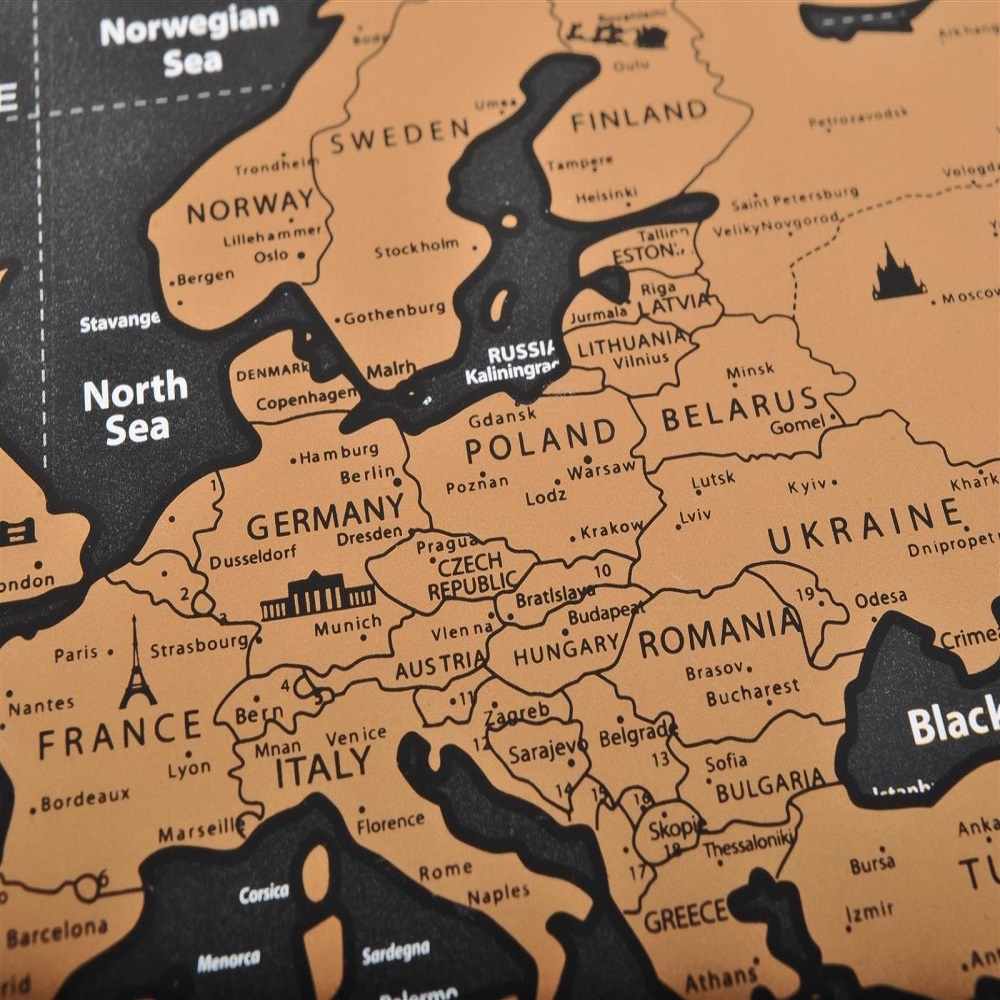 Kaparós világtérkép angol nyelven, zászlókkal – 62 x 5,5 x 5,5 cm (BB-9409) (10)