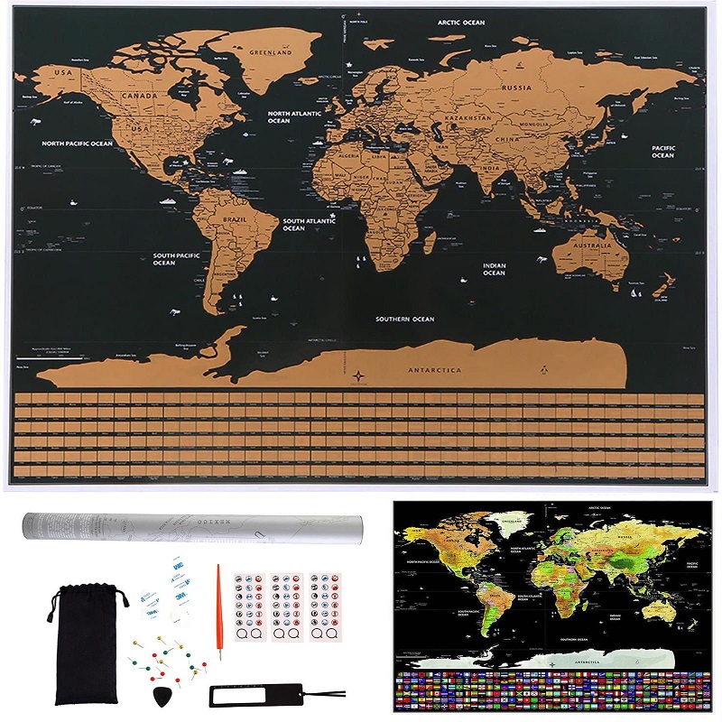Kaparós világtérkép angol nyelven, zászlókkal, kockákkal, táskával és sok más kiegészítővel – 82 x 59 cm (BB-9410) (2)