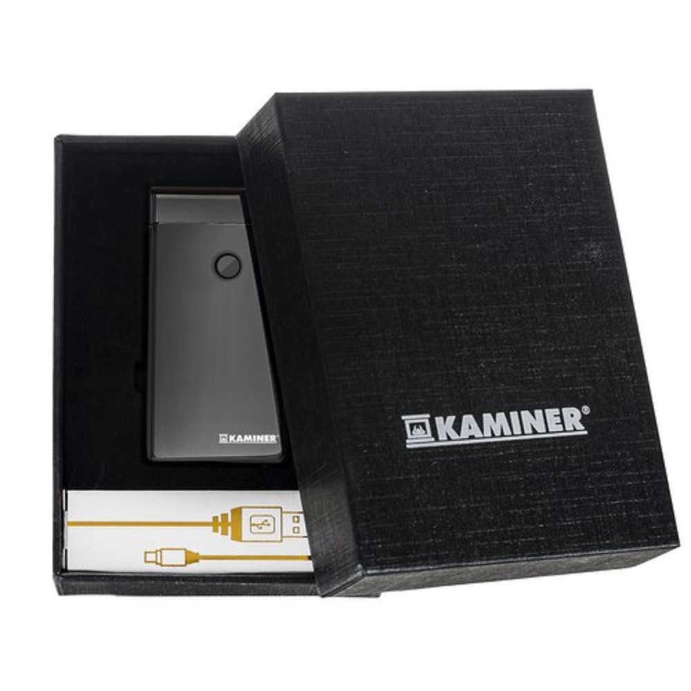 Szélálló – elektromos öngyújtó USB töltéssel, ajándék fekete tokkal – 3 x 7 x 1 ​​cm (BB-5057) (6)