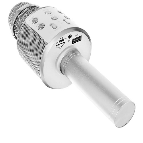 Vezeték nélküli Bluetooth Karaoke mikrofon beépített hangszóróval – szürke (BB-8997) (1)