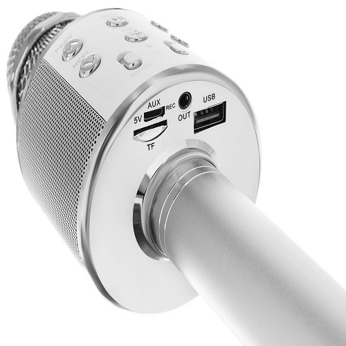 Vezeték nélküli Bluetooth Karaoke mikrofon beépített hangszóróval – szürke (BB-8997) (4)