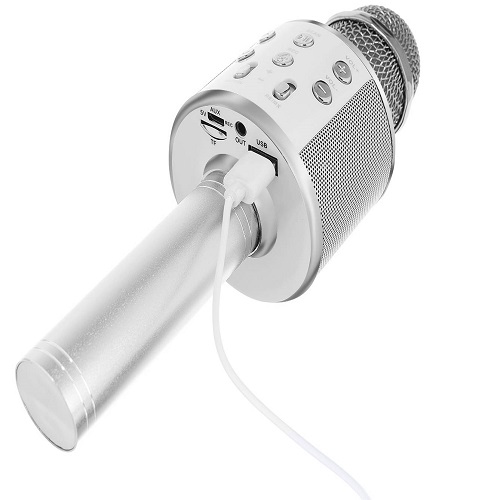 Vezeték nélküli Bluetooth Karaoke mikrofon beépített hangszóróval – szürke (BB-8997) (5)