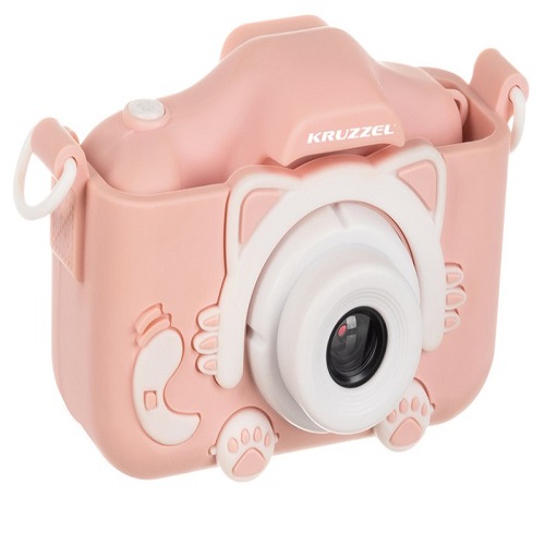 Digitális gyerek fényképezőgép cicás tokkal, levehető pánttal és 5 játékkal -16 GB micro SD, rózsaszín (BB-16951) (3)
