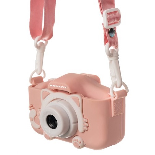 Digitális gyerek fényképezőgép cicás tokkal, levehető pánttal és 5 játékkal -16 GB micro SD, rózsaszín (BB-16951) (9)