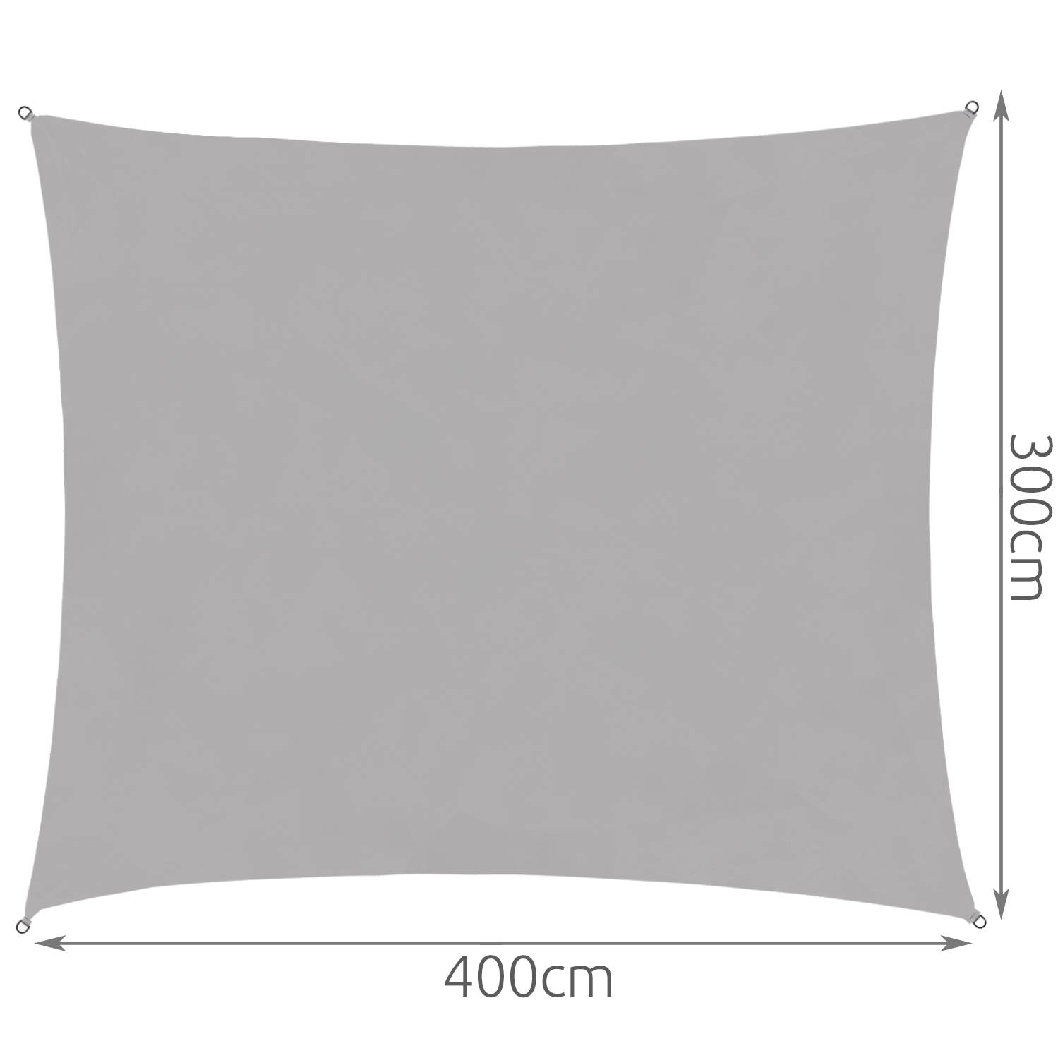Négyszögletű, vízálló, UV szűrős napvitorla 4 x 3 m – szürke (BB-10190) (2)