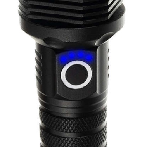 XH-P70 nagy teljesítményű taktikai LED-es zseblámpa praktikus tokkal – 3 világítási móddal – ZOOM, USB (BB-18547) (4)