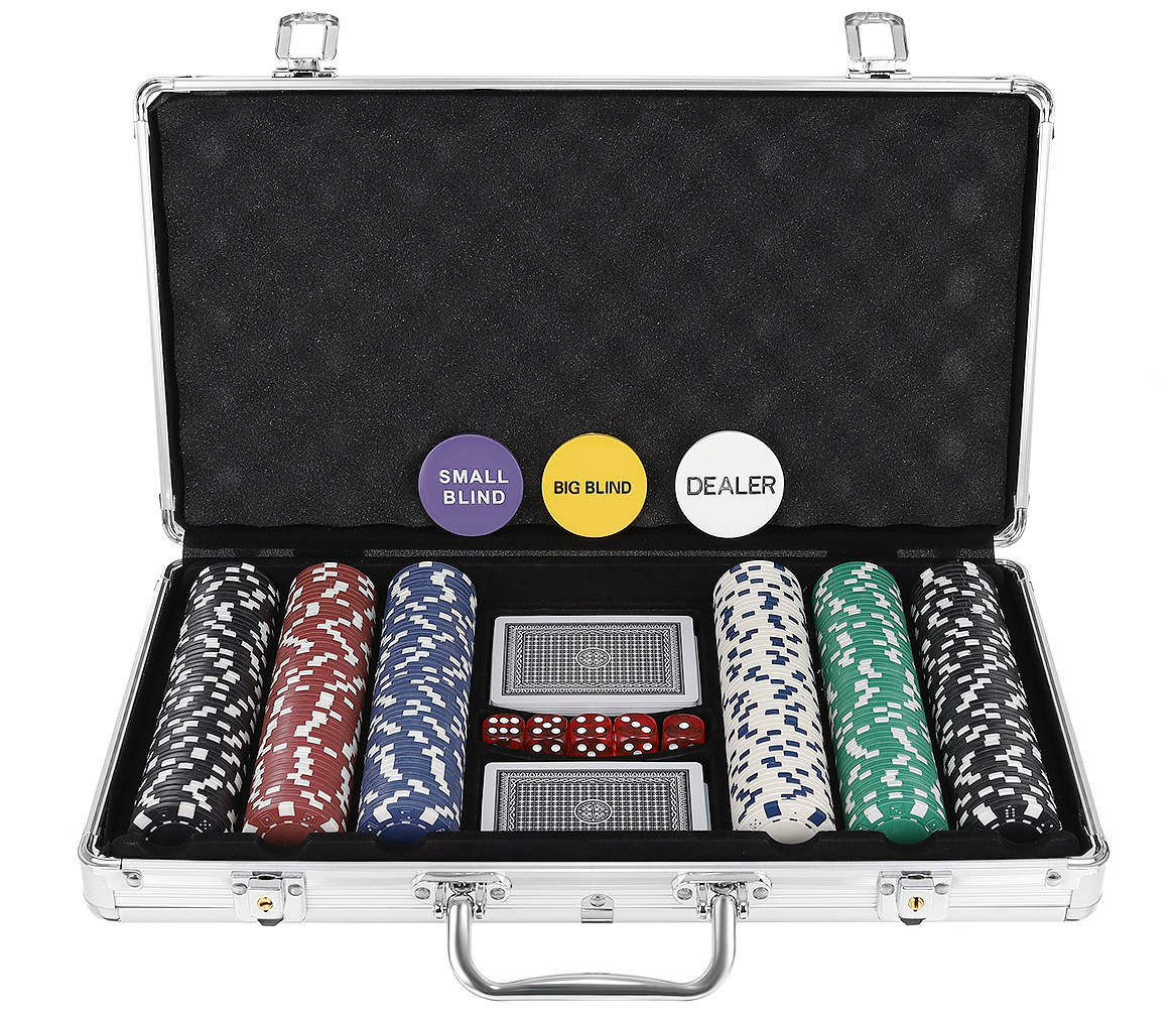 Póker készlet 300 zsetonnal, 2 pakli kártyával fém bőröndben (BB-9554)1