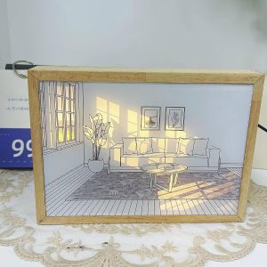 Mesés fényfestmény állítható színhőmérséklettel és fényerővel - képkeretbe épített éjszakai LED világítás - 20x26 cm (BBJ) - Image 3