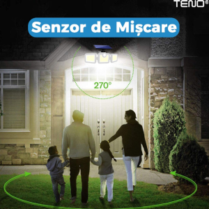 122 SMD LED-es 3 Fejes napelemes kültéri fali lámpa mozgásérzékelővel (BBJH) - Image 11