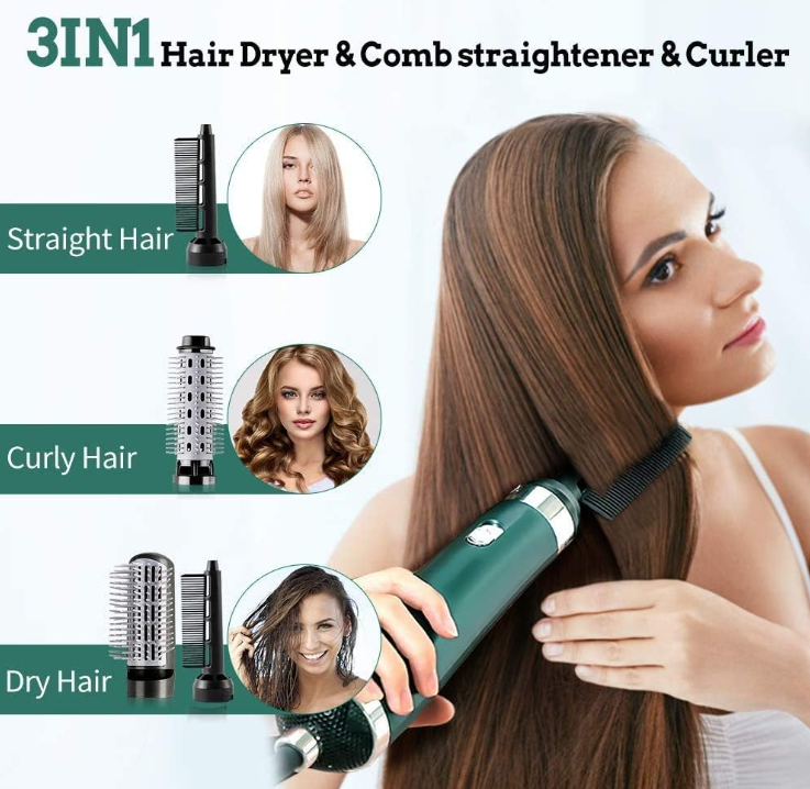 Negatív ionos 3 az 1-ben forró levegős hajszárító és hajegyenesítő fésű professzionális kefés hajszárító 16