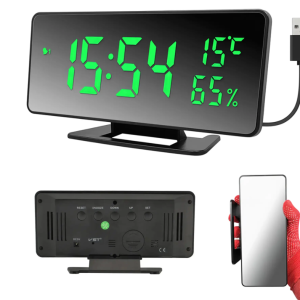 Tükör kijelzős LED digitális ébresztőóra hőmérséklet figyelő funkcióval (BBV) - Image 6