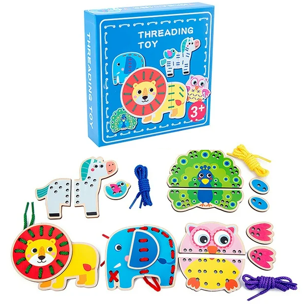 Fából készült interaktív fűzőkártyás játék 1