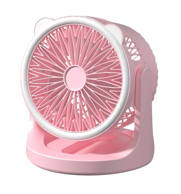 Hordozható mini újratölthető asztali ventilátor praktikus LED lámpával (BBJH) 112