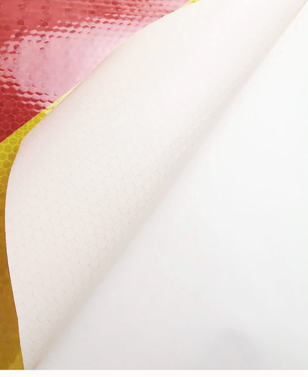 PVC sárga és piros öntapadós fényvisszaverő biztonsági szalag – 50mm x 5m hát