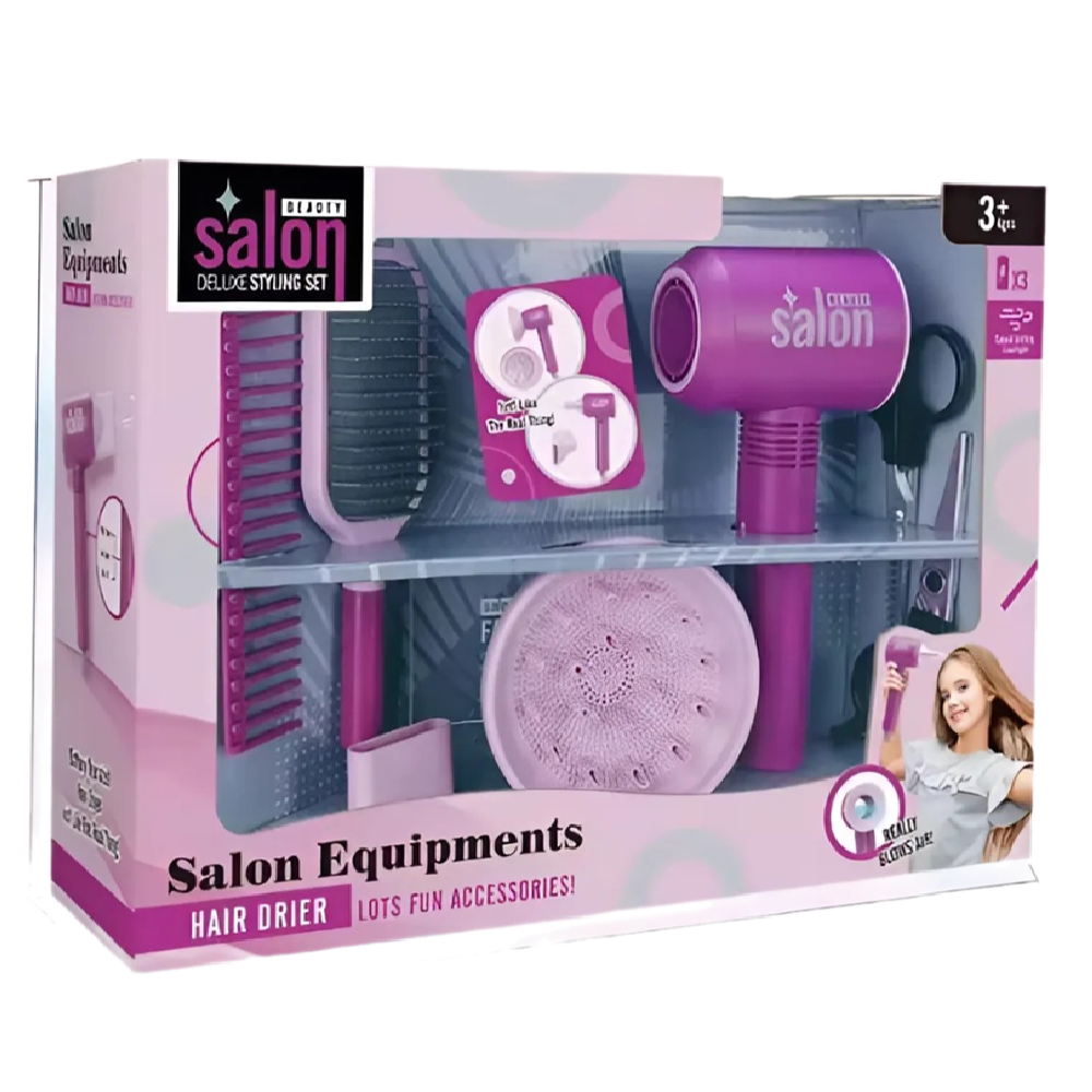 Kreatív fodrász készlet gyerekeknek – játék hajszárító, fésűk és ollók a fantáziadús frizurákhoz (BBJ) 1