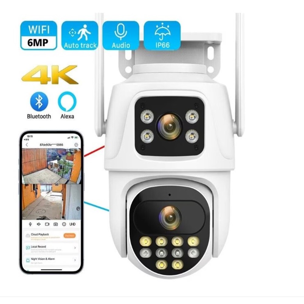 Kültéri WIFI PTZ térmegfigyelő kamera – kétlencsés 8MP, AI emberészlelés, éjszakai látás, kétirányú hang, IP66 vízállóság, 64 GB-os kártyával (BBD) 2