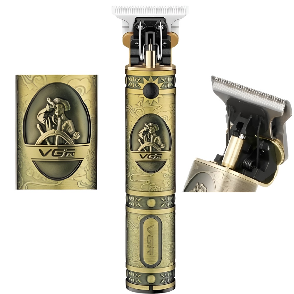 VGR-V85 gravírozott hajnyíró titánium pengével, cserélhető precíziós vágó fejekkel 2