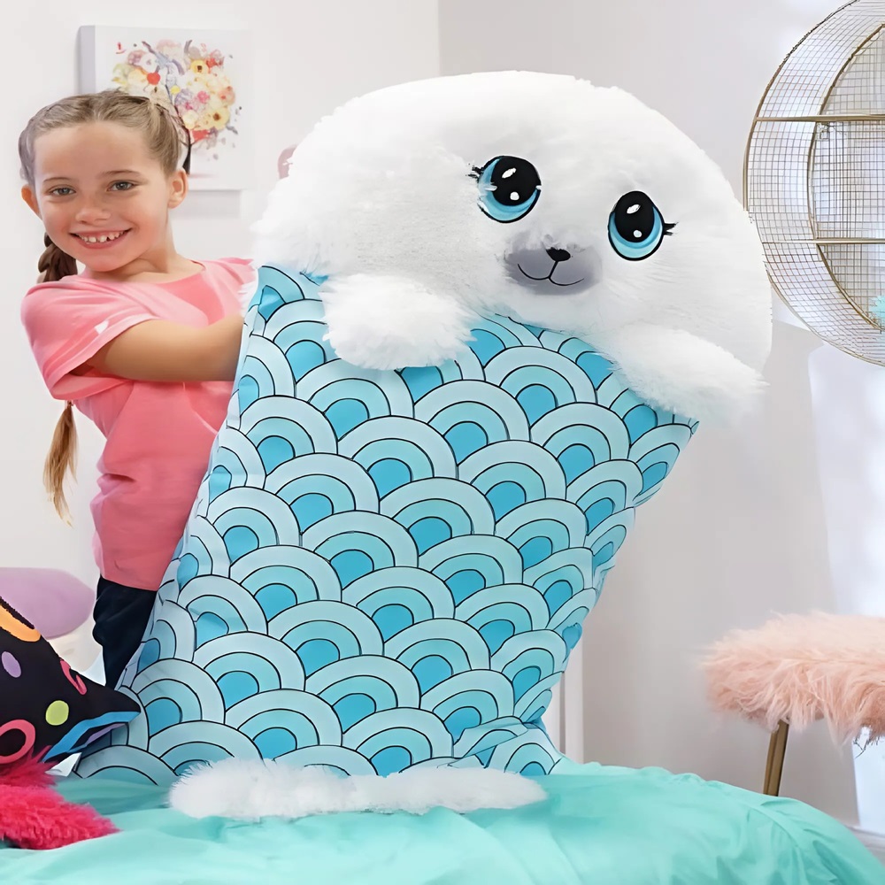 Fluffaluff fóka pets ultra puha szunyókáló plüss párna – tökéletes ölelhető alvópárna gyermekeknek (BBM) 5