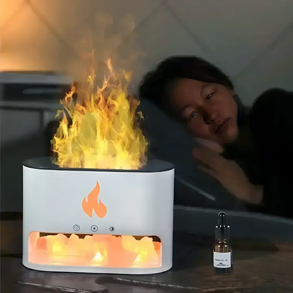 Kristály sókő és lánghatású esszenciális olaj diffúzor – 250 ml USB ...
