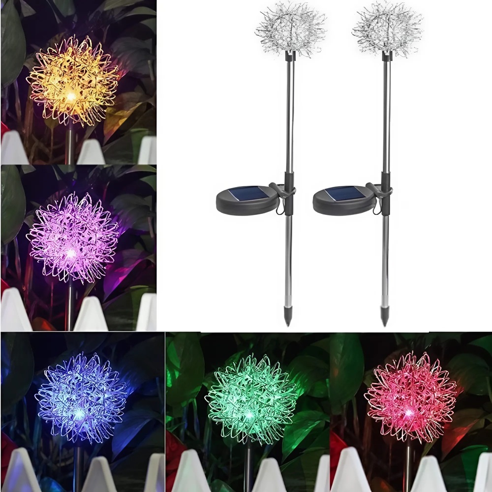 2_db_színes_pitypang_hatású_napelemes_kerti_lámpa_földbe_szúrható,_alumínium_drótgömb_design_1