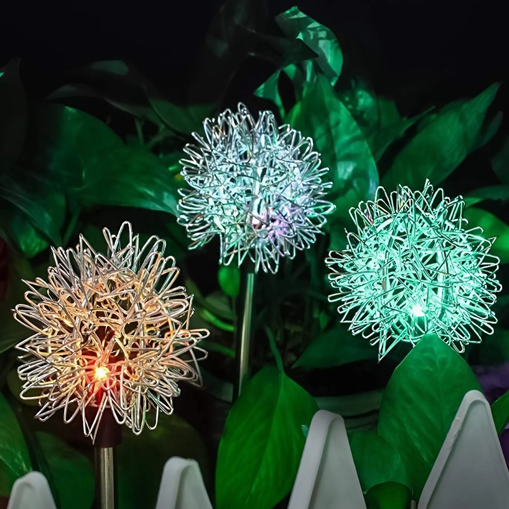 2_db_színes_pitypang_hatású_napelemes_kerti_lámpa_földbe_szúrható,_alumínium_drótgömb_design_2