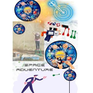 Space adventure darts és céllövő játék szett – 22 darabos készlet habgolyókkal, műanyag nyilakkal, labdákkal és kilövő fegyverrel (BBJH) (FX) - Image 2