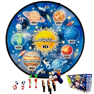 Space adventure darts és céllövő játék szett – 22 darabos készlet habgolyókkal, műanyag nyilakkal, labdákkal és kilövő fegyverrel (BBJH) (FX) - Image 11