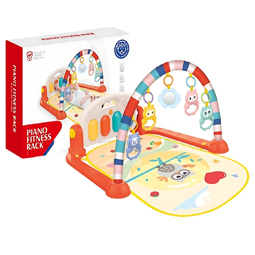 Piano_Fitness_baba_játszószőnyeg_állatos_csörgőkkel,_hang_és_fényhatásokkal,_altatózenével_piros