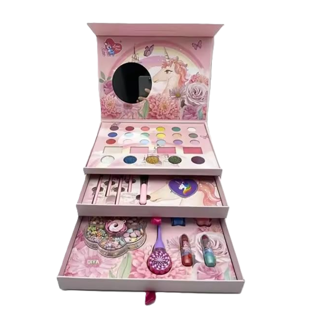 Unikornisos_gyerek_smink_és_ékszerkészlet_lányoknak__mosható_smink,_tükörrel,_körömlakkal_és_gyöngyfűző_szettel,_3_fiókos_tárolóban